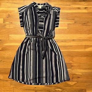 Navy Blue Striped Dress